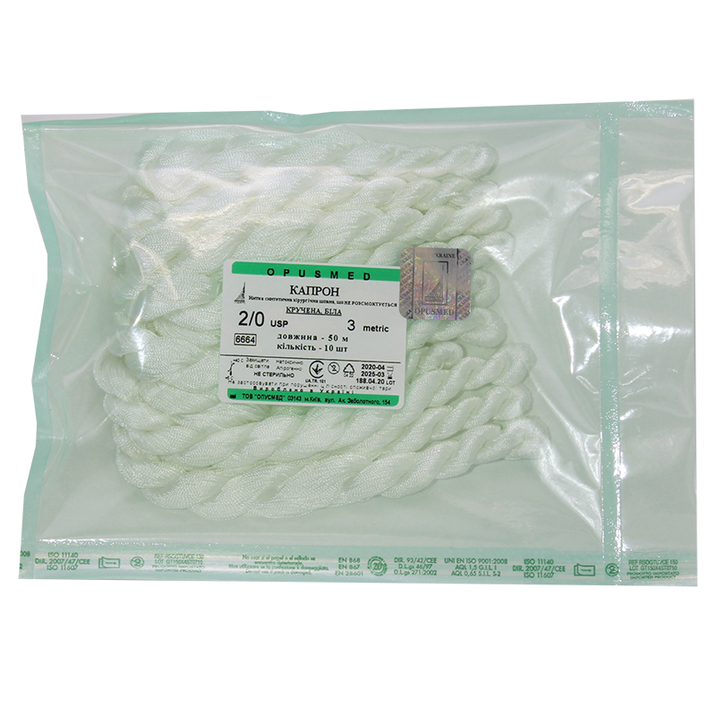 Капрон кручений білий у мотках 2/0(3) 50 м кількістю 10шт.